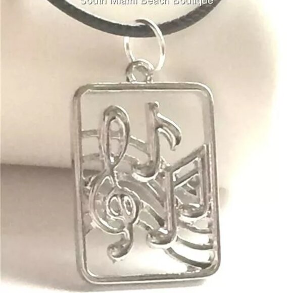 Music Clef Note Necklace Band Singer Musician Teacher Gift Silver Plated 18" - Picture 2 of 10